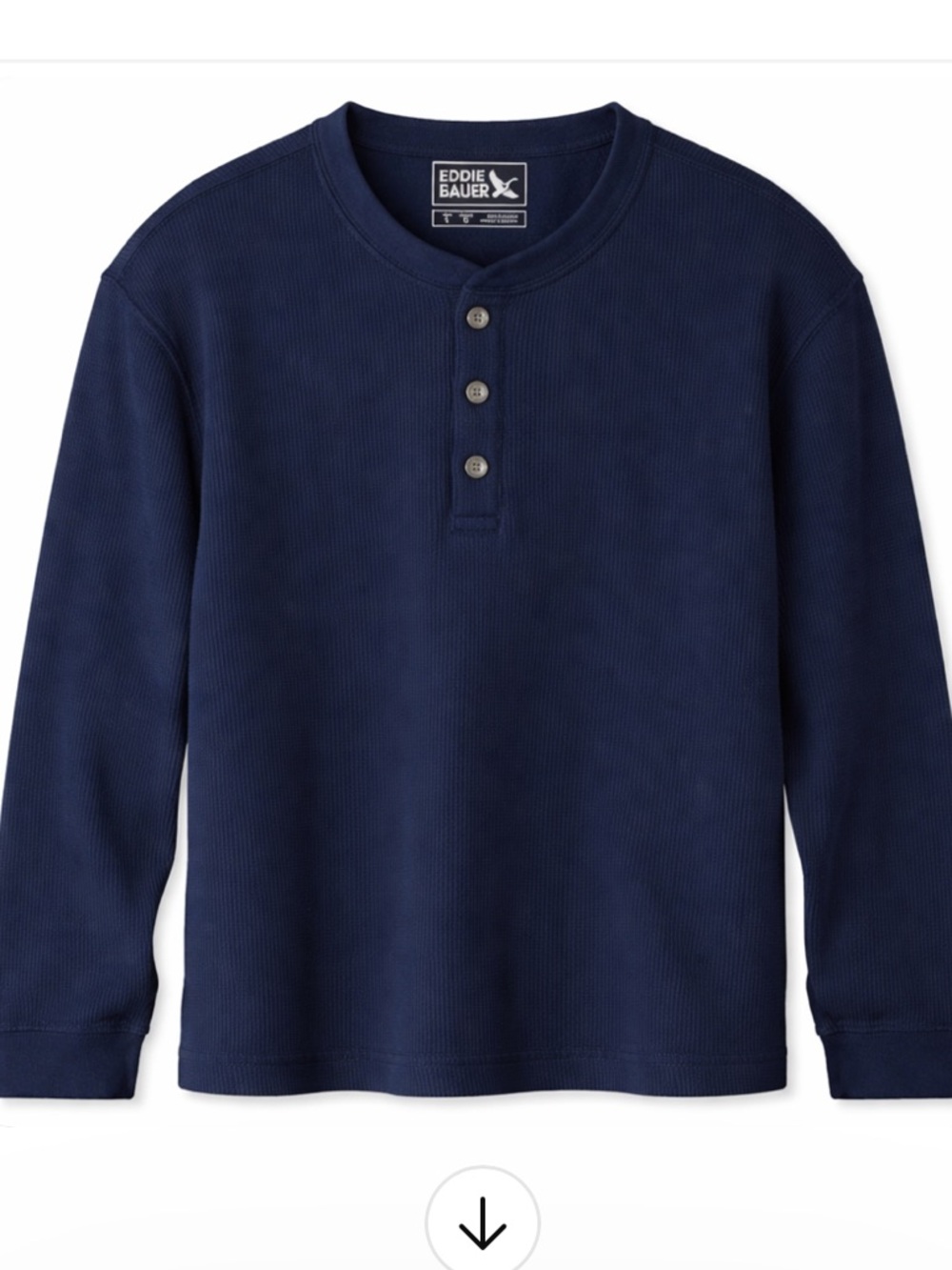 Eddie Bauer Thermal Henley Shirt Mens Large Navy Waffle Knit Long Sleeve Polo
